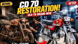 🏍️ Old Honda CD 70 Restoration | Rusty Bike to Brand New Transformation 🔥
