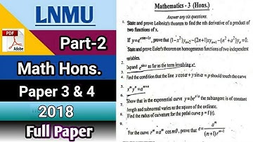 Lnmu bsc part 2 math honours paper 2018