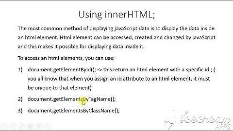 class javaScript 4 - using innerHTML for output