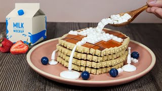 NON-Fluffy Yogurt Pancakes: LEGO Breakfast Recipe - Stop Motion Cooking ASMR