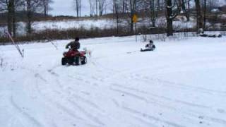Towing Matt around on the sled