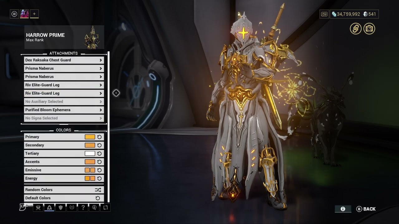 warframe HARROW PRIME 2nd skin fashionframe with details