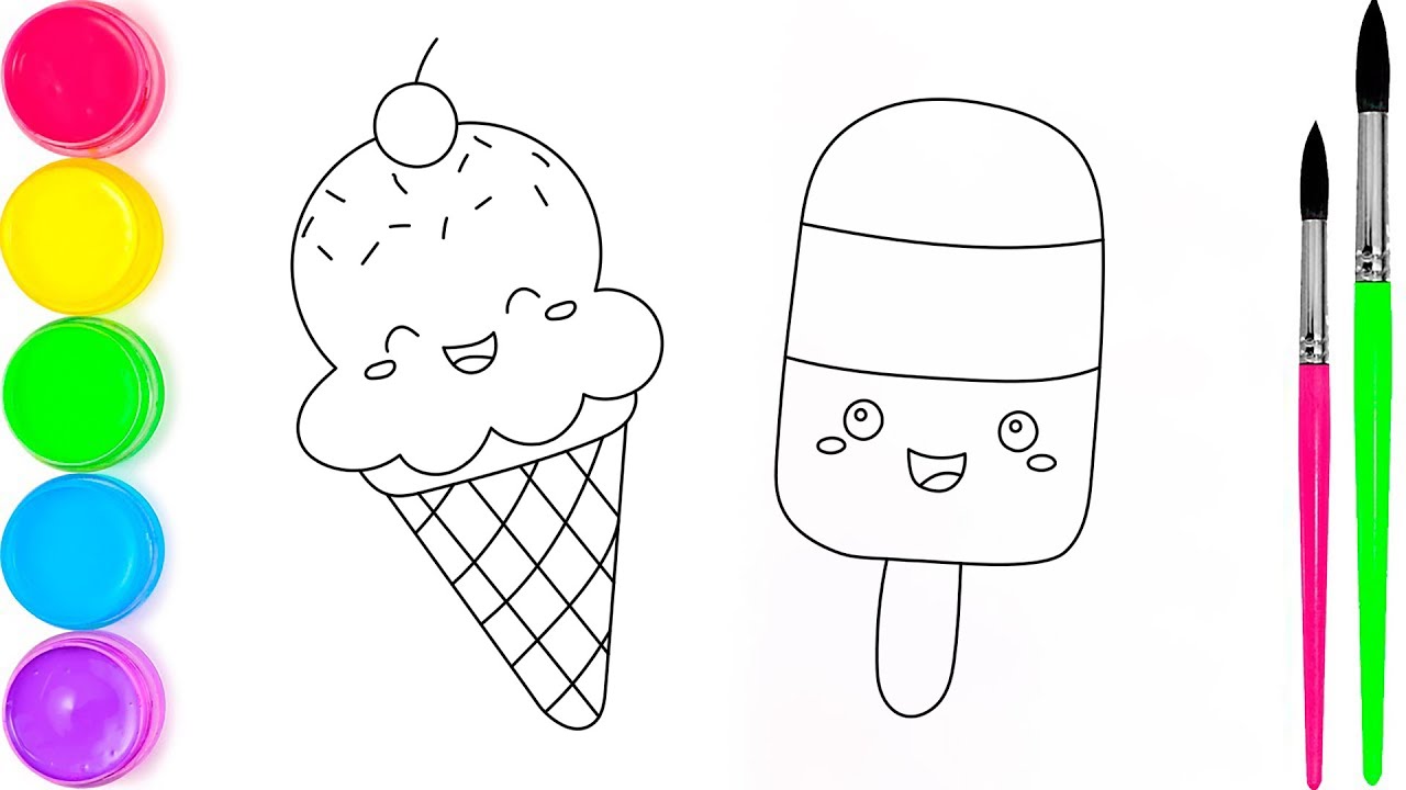 Ice Cream Coloring Page for Kids | Fun Food Coloring Video with Easy Drawing and Creative Art