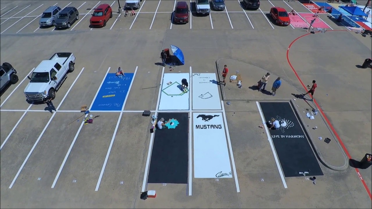 Caddo Parking Spot Paint Day July 31, 2017 - YouTube