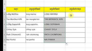 ការរៀបតួអក្សរឡាតាំង តូច ធំ ក្នុងតារាង