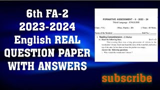 6th class FA-2 English Real Question Paper with answers 2023-2024  /AP FA-2 6th English Real Paper
