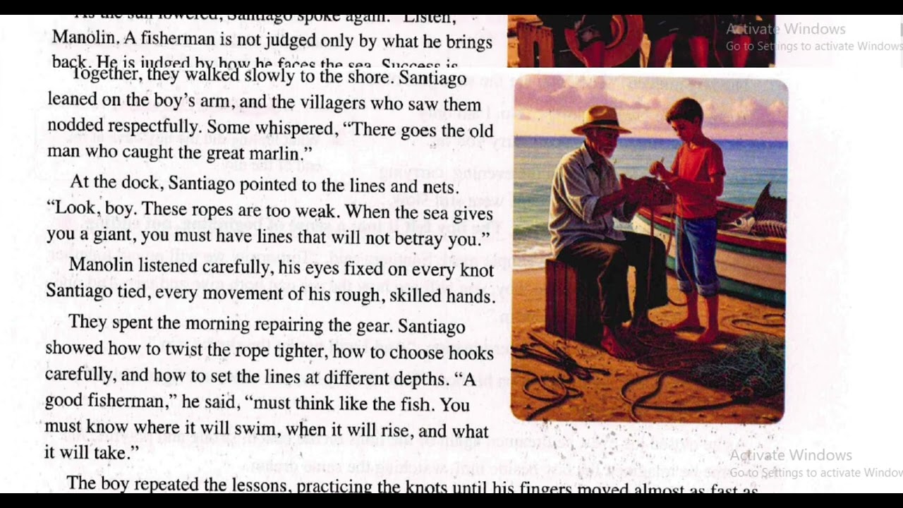 الفصل التاسع الرجل العجوز والبحر /chapter 9 the old man and the sea  كتاب المعاصر