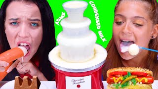 Asmr Condensed Milk Fountain Fondue Challenge Eating Sounds Lilibu