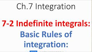 Basic rules of indefinite integrals 7-2