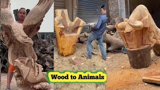 Wood Carving Top Worker Making Decoration Animals World For Zoo New Technology 2022 New Ideas 2022