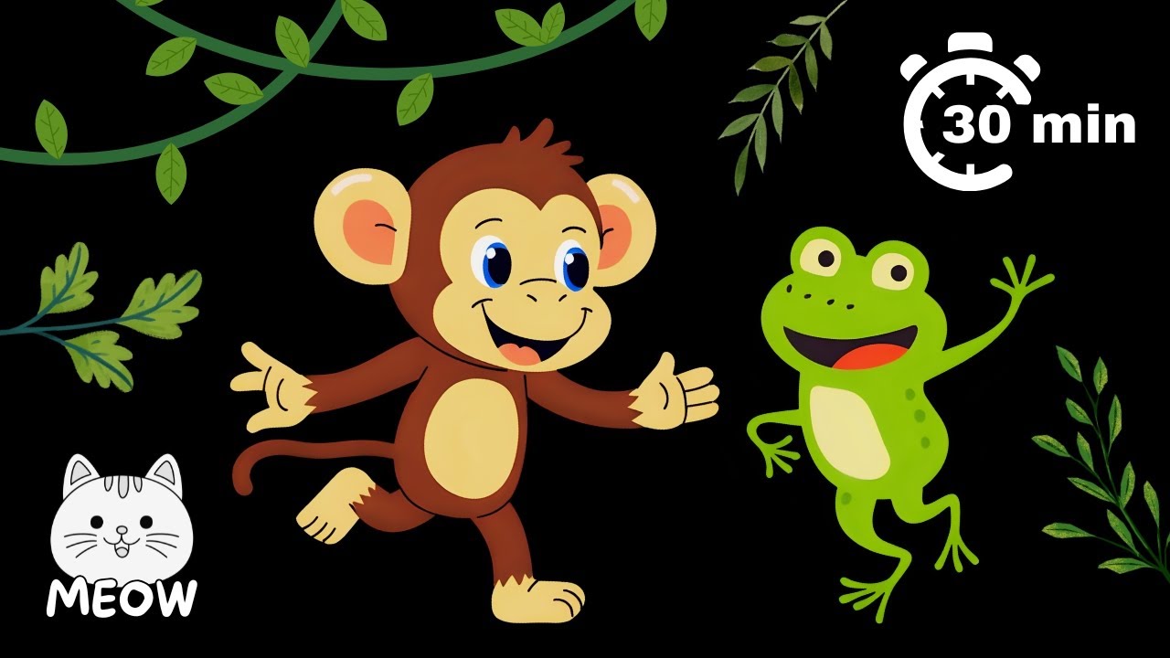 Frog and Monkey Jungle Fun 🌴 Baby Sensory Adventure - YouTube