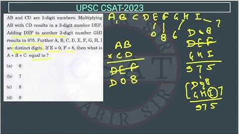 2023 CSAT Number System AB and CD are 2-digit numbers. Multiplying AB with CD results in