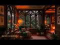 Rainy Afternoon in a Cozy Reading Room 🌧️ Heavy Rain & Fireplace ASMR (3 Hours)