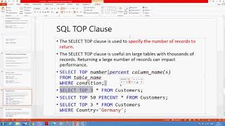SQL TOP Clause , Min & Max Functions