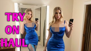 [4K] Stunning Transparent Lingerie Try-On Haul | Mall Mirror View