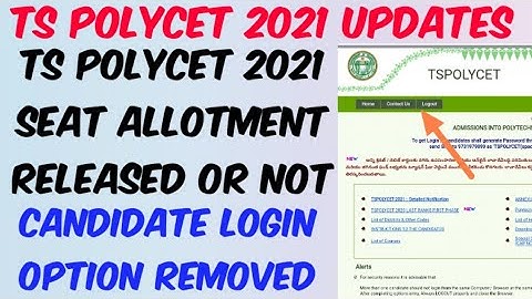 TS POLYCET 2021 SEAT ALLOTMENT Released or Not//Candidate Login Option Removed from site 😵