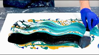 Chaos Ribbon Swipe with Greens~Acrylic Pouring~Fluid Art~Cells without Silicone~235