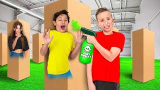 extreme hide and seek in boxes challenge!