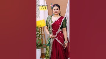 Teej Special, Saree Draping with Dupatta Styling for Teej Pooja ✨🌺#beautynstyle #saree #sareedraping