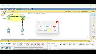 OSPF configuration using CISCO Packet Tracer with 2 routers and 2PC's in English