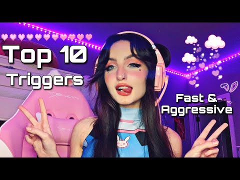 ASMR | My Top 10 Favorite Fast & Aggressive Triggers ( mic pumping, mouth sounds, hand sounds + )
