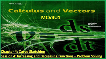 Calculus & Vectors Chap 4 Session 4 Increasing & Decreasing Functions problem Solving MCV4U1 MCV4U