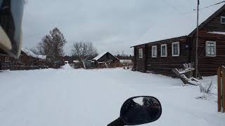 Катаемся зимой на квадрике по деревне ;))