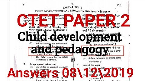 Child development and pedagogy  CTET Paper 2 answers 2019 l CTET 8 December 2019 Child development