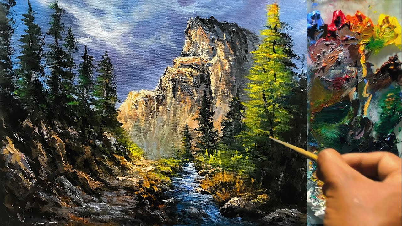 Acrylic Landscape Painting In Timelapse Painting a Beautiful Mountain Landscape with Acrylics