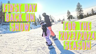 FIRST DAY SNOWBOARDING 2024 SEASON - Bogus Basin Bunny Slope Testing Burton StepOn Bindings