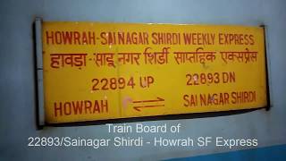 22893 Sainagar Shirdi - Howrah SF Express with LHB rake is arriving at Badnera JN with SRC WAP-4