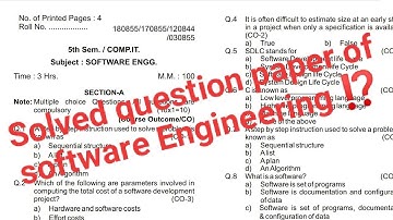 Software Engineering Solved question paper DCSE 5th sem Hsbte board