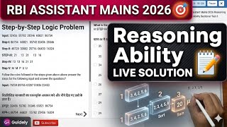 🔥RBI ASSISTANT MAINS REASONING ABILITY SECTIONAL TEST -4 📝GUIDELY🎯#banking #rbiassistant #youtube