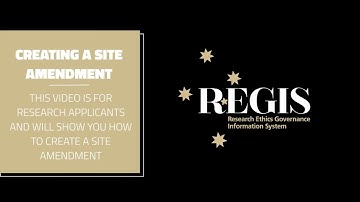 Creating a Site Amendment in REGIS