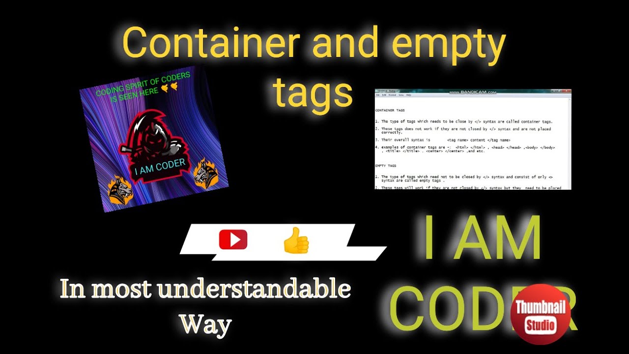 Difference b/w container and empty tags |Container vs empty tags | What ...