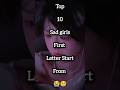 top 10 sad girls first letter start from 😭🥺 #blackpink #asthetic #factshorts