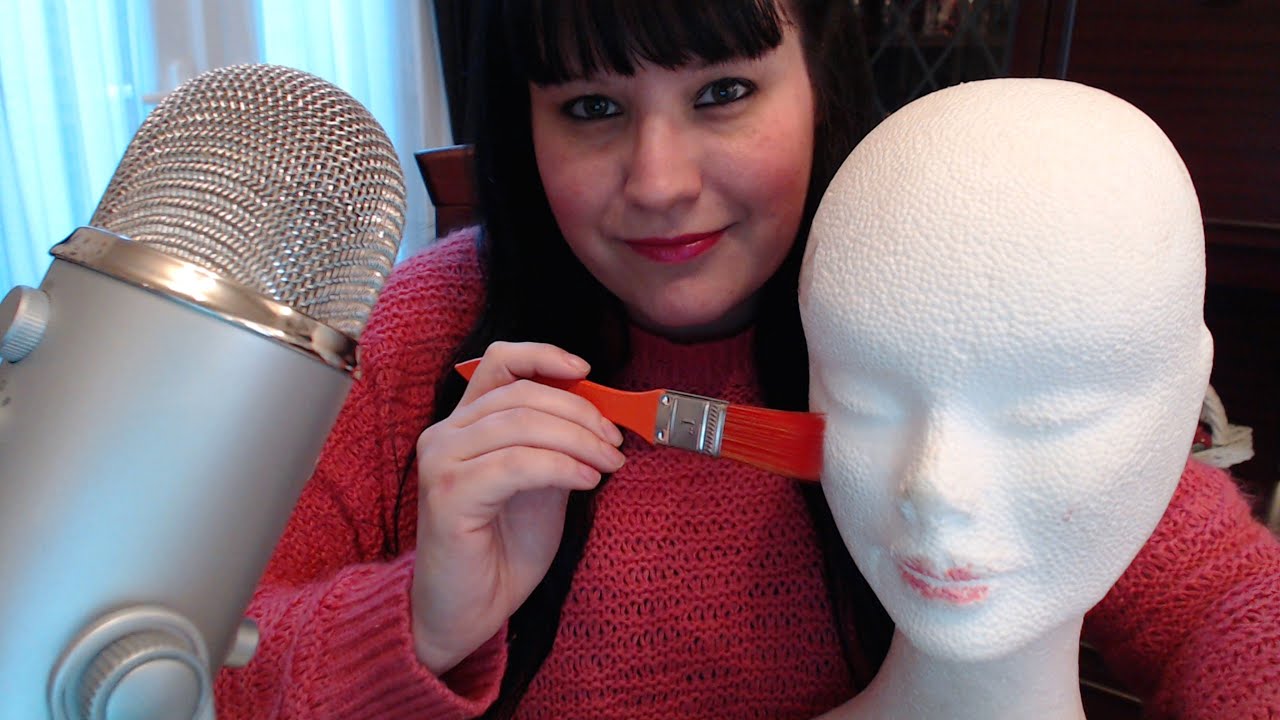 Asmr - Brushing Polystyrene head / brushing the camera / brushing mic/ random ramble