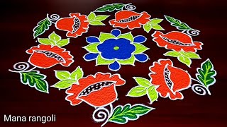 Latest flower kolam designs 11dots/simple rangoli designs/easy chukkala muggulu/muggulu designs