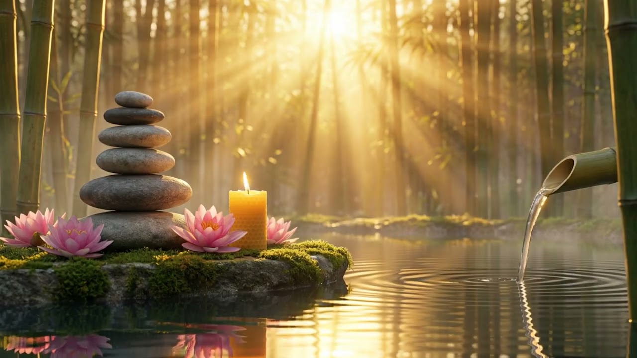🌿 Relaxing Bamboo Water Fountain Sounds – Deep Sleep & Stress Relief