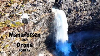 Experience the majestic Manafossen from a bird's-eye view with a drone!