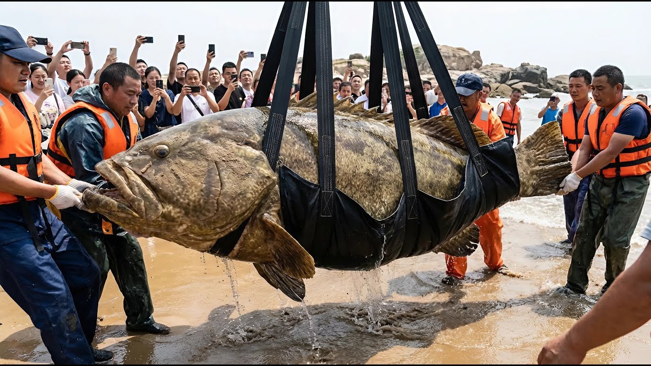 Giant Grouper Landing in Real Conditions — Offshore Arrival to Close-Up Reveal (Documentary Style)