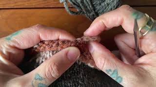 Knitting Demonstration for Picking Up Stitches Along the Back Neck for an Exposed Seam