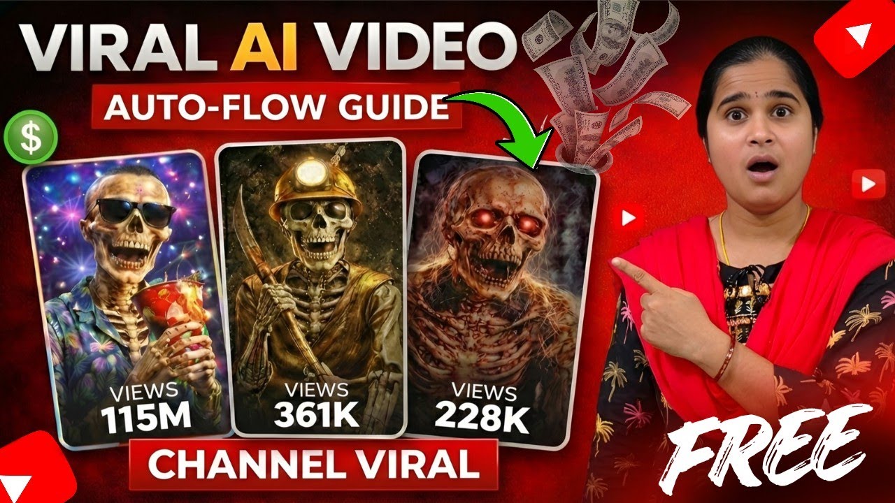 How I Make VIRAL AI Skeleton Shorts Using Only FREE AI | AI Skeleton ...