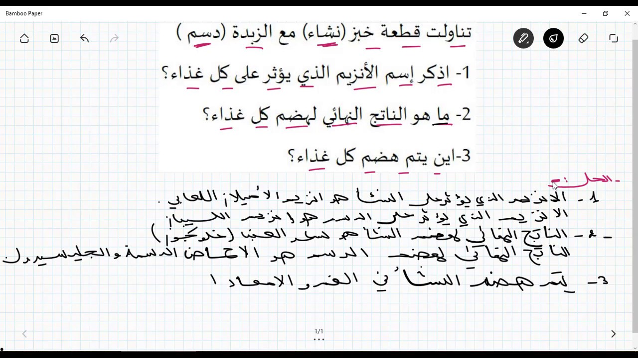 تمرين حول التغذية عند الانسان (هضم المغذيات . الانزيمات) علوم الطبيعة و الحياة