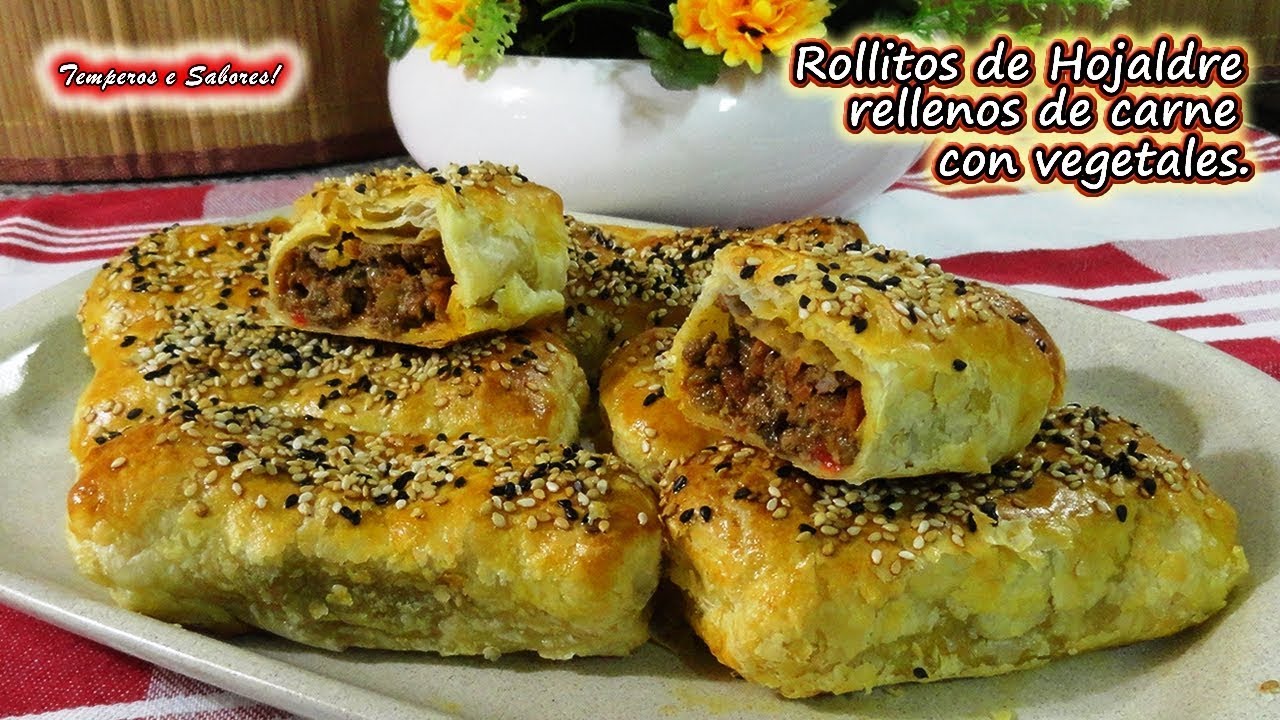 ROLLITOS DE HOJALDRE RELLENOS DE CARNE CON VEGETALES muy deliciosos y fáciles