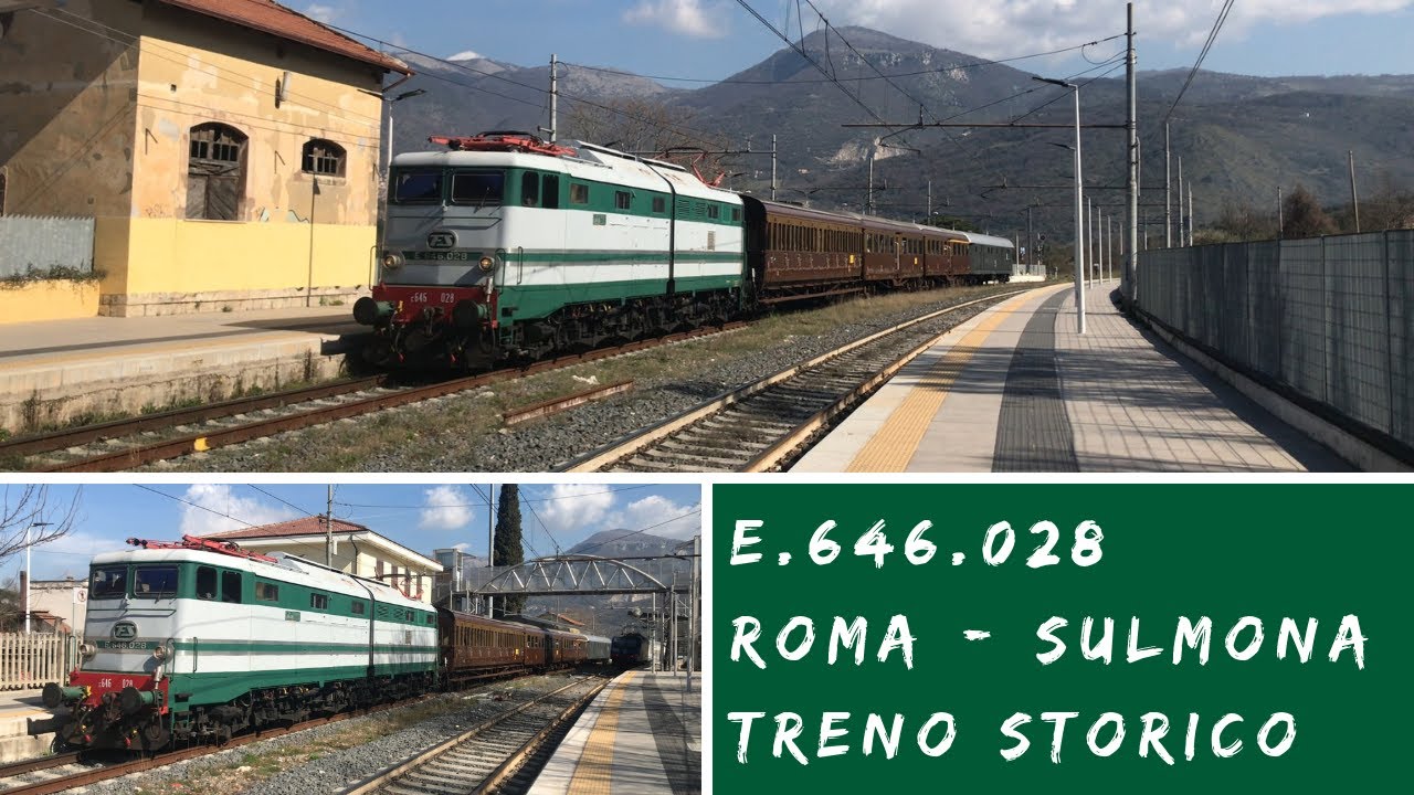 E.646.028 con treno storico a Marcellina-Palombara