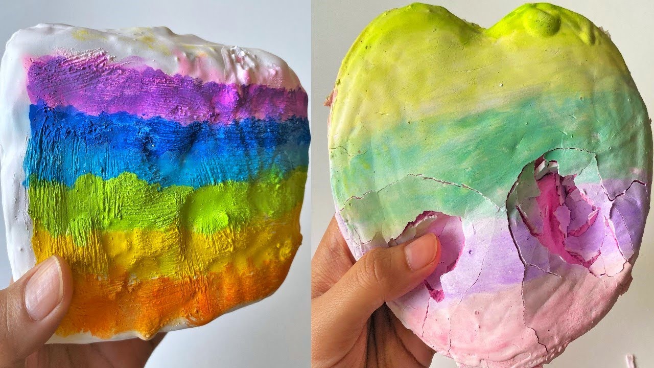 Rainbow Plaster Clay Cracking 🌈 | Ultra Crunchy ASMR (No Talking)