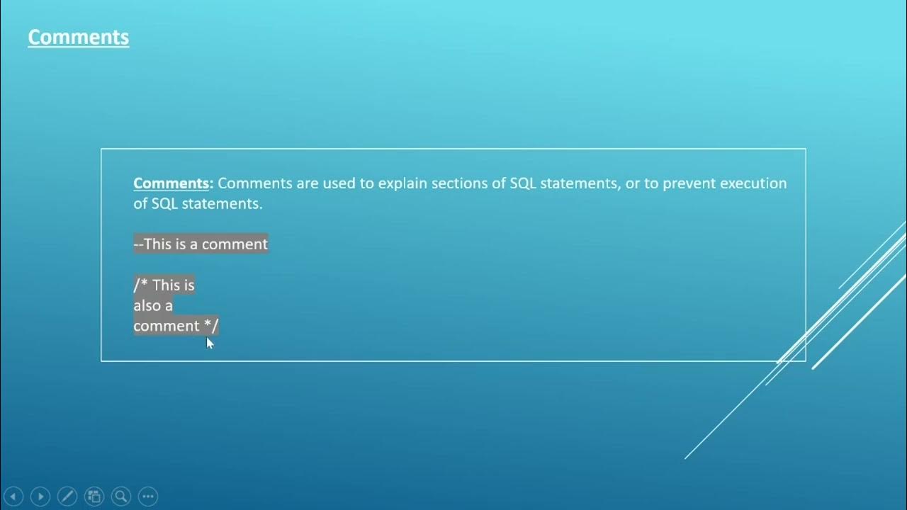 23. Essential SQL - Comments | Data Analysis Essentials - YouTube