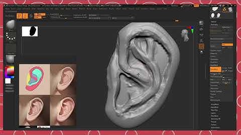 Sculpting Ear in Zbrush Timelapse