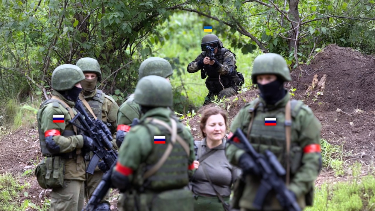 Украинский снайпер внезапно вышел из кустов и уничтожил группу российского спецназа